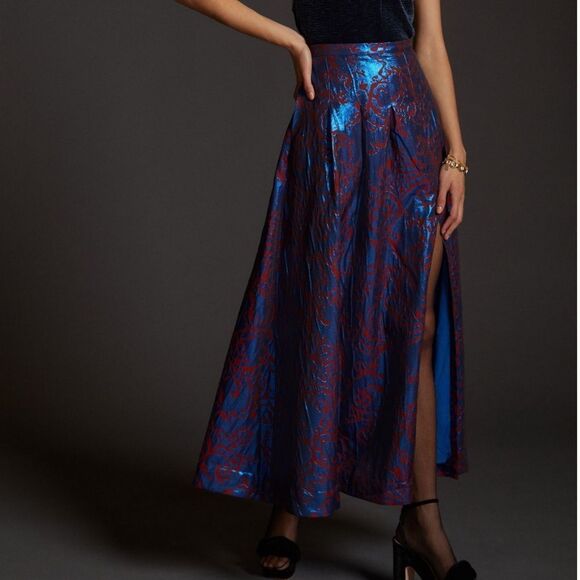 Maeve Pleated Shimmer Maxi Skirt - Picture 5 of 5